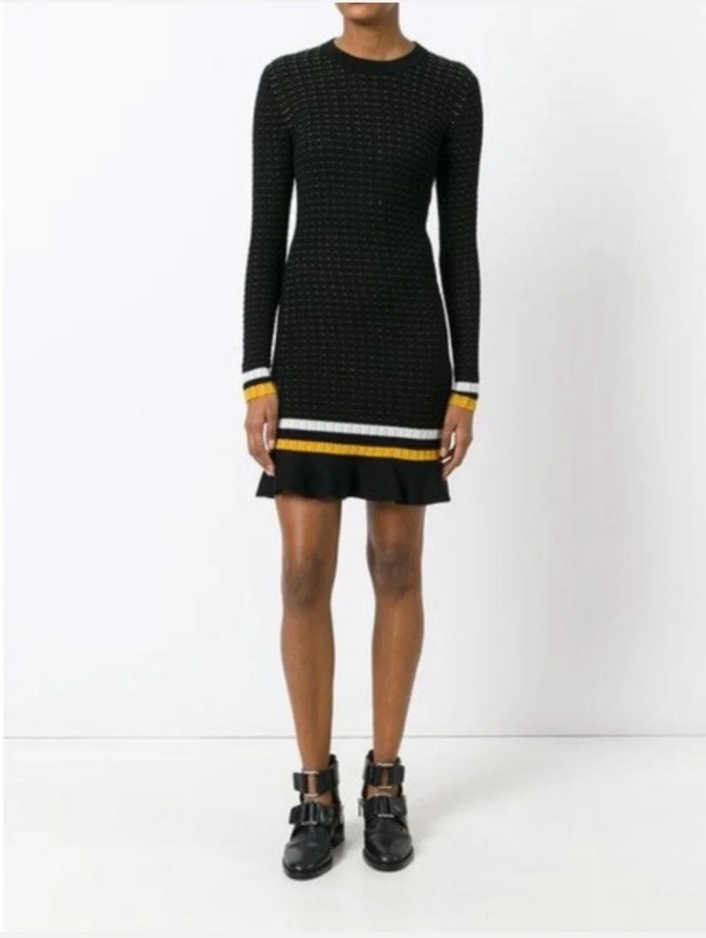 Phillip Lim Striped Ruffle Hem Knit Dress. - Picture 11 of 16